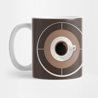 Top-down View of a Coffee Cup on a Brown Plate Mug